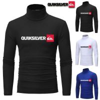 Quiksilver เสื้อยืดผู้ชายเสื้อคอปกแขนยาวสูงลำลองกลางแจ้งแฟชั่นฤดูใบไม้ร่วงเสื้อเสื้อคอเต่ายาวถึงก้นผู้ชายเสื้อยืดอบอุ่น