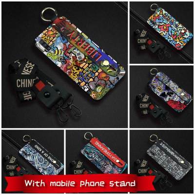 Shockproof protective Phone Case For Samsung Galaxy A70 Durable Wrist Strap Back Cover Fashion Design Silicone cartoon