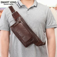 Smart King New Chest Packs For Men Genuine Cow Leather Casual Retro Crossbody Bag Large Capacity Coin Purse Phone Bag Multifunction Waist Bag