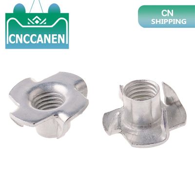 5-50PCS M3 M4 M5 M6 M8 M10 M12 Zinc Plated Four Claws Nut Speaker T-nut Blind Pronged Insert Tee Nut Furniture Hardware Furniture Protectors Replaceme