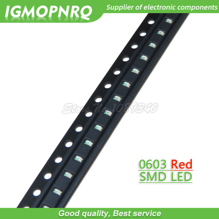 100ชิ้นสีแดง0603 SMD LED ไดโอดแสง igmopnrq