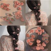 【hot sale】❉卍 C10 Korean style hair clip Super sweet pink hair clip Girl bow knot peach camellia peach heart hair accessories headgear