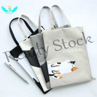 【hot sale】 ✹❐ B41 Cat Zipper Canvas File Bag Student Stationery Cartoon Test Paper Storage Bag Handbag Pen A4 File Bag WF