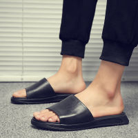 Mens Sandals New Summer Fashion Light Leisure Leather Sandals Beach Shoes Thick Bottom Breathable Round Head Mens Slippers