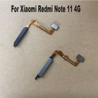 เครื่องสแกน ID สัมผัสเซ็นเซอร์ลายนิ้วมือสำหรับ Xiaomi Redmi Note 11 4G เมนูปุ่มหน้าแรกขั้วต่อแถบผ้าหมึก21121119SC สายเคเบิลงอได้