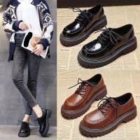 HOT★Retro ผู้หญิงรองเท้ารอบ Toe Casual หญิงรองเท้าผ้าใบ Oxfords นุ่มสไตล์อังกฤษ Clogs แพลตฟอร์มฤดูใบไม้ร่วงรองเท้าหนังใหม่ฤดูหนาว Pre