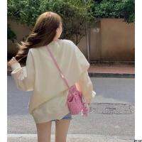 ออกแบบเสื้อสเวตเตอร์นมคอกลมอ่อนโยนและหนา oversizefufu เสื้อผู้หญิงฤดูใบไม้ผลิและฤดูใบไม้ร่วงสีแอปริคอทใส่คนส่วนน้อยบุขน