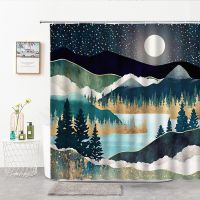 3D Digital Printing Resistant Waterproof Bathroom Shower Curtain Ocean Mountain Peak Landscape Shower Curtains Chinese Style Art Light Luxury Home Decor Living Room Bedroom Bathroom Curtain