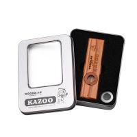 Handmade Wooden Kazoo Wood Harmonica with Metal Storage Box Musical Instrument Toy for Kids Adults