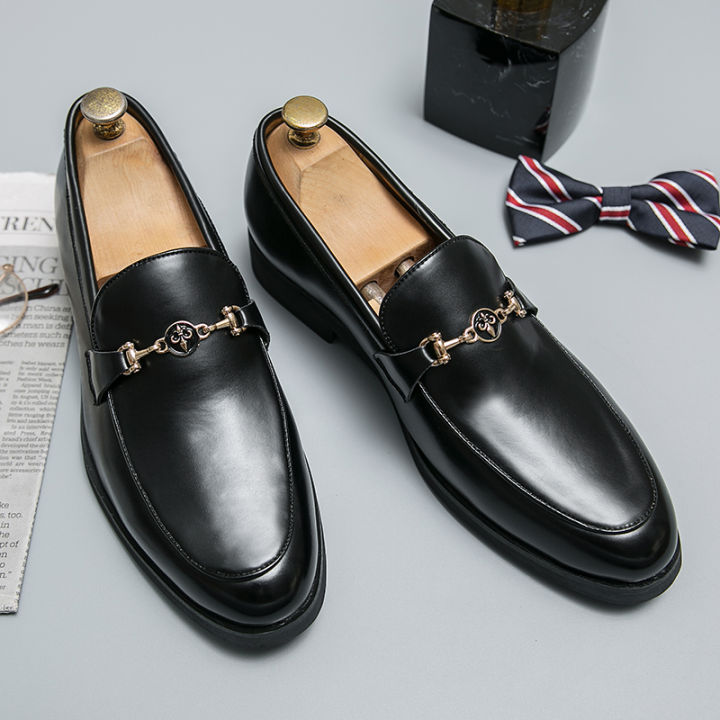 รองเท้าไม่มีส้นสีดำสำหรับผู้ชายโลหะตกแต่งระบายอากาศธุรกิจผู้ชายแต่งตัวรองเท้าจัดส่งฟรี-z-apatos-เด-vestir-hombre-ผู้ชายรองเท้า