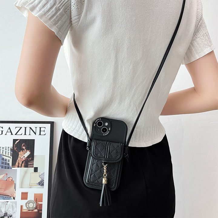 fashion2023silicone-crossbody-สายคล้องคอสำหรับ-13-12-mini-14-pro-max-11-xr-xs-x-7-8-plus-se-2022กันกระแทกผู้ถือบัตร