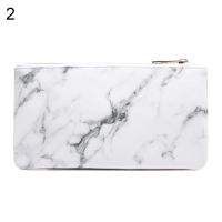 AWEI Travel Flat Marble Pattern กระเป๋าเครื่องสำอางแต่งหน้า Faux Leather Toiletry Pencil Case