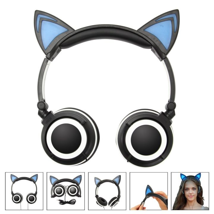 cat-ear-headphone-หูฟังสมาร์ทโฟน-หูฟังpc-หูฟังtablet-หูฟังเล่นเกมส์-หูฟังโทรศัพท์-มีไมค์ในตัวรูปทรงหูแมว-มีไฟled-กระพริบได้-มีให้เลือก-5-สี