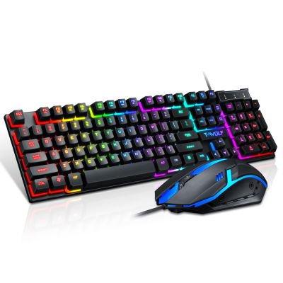 GamingKeyboard And Mouse Wired Keyboard and Ergonomic RGB Backlit Keyboard Russian Silent Gaming Mouse Set For PC laptop