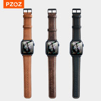 PZOZ สายนาฬิกาหนังสำหรับ Apple Watch,สายรัดข้อมือแบบห่วงขนาด44มม. 40มม. 41มม. 45มม. 42มม. 38มม. สำหรับนาฬิกาซีรีส์3 5 4 SE 6 7สาย