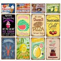 Original American Diner ป้ายโลหะพร้อมเส้นทาง66 Lemon Thatchers Lemonade Lobsters เค้กสำหรับ Vintage Decor Plaque Wall โปสเตอร์ YJ041