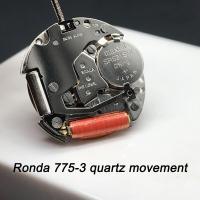 Ronda ควอตซ์775-3นาฬิกาเคลื่อนไหวอุปกรณ์นาฬิกาปฏิทินเดี่ยวสำหรับชิ้นส่วนเดิมก้านเหล็ก