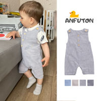 ANFUTON เด็กฤดูร้อนเสื้อผ้าเด็กทารกแรกเกิดปุ่มลาย Romper แฟชั่นแขนกุด Romper ผ้าฝ้ายลินิน Jumpsuit สำหรับ0-18เดือน