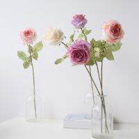 【DT】 hot  Rose Flower Holding Flowers Single Reusable Simulation Home Decoration Plastic 62cm Artificial Rubber-edged Roses