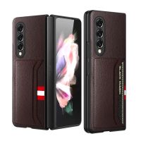 {Woo Fashion Case} เคสปกหนังผิวด้านกันลื่นสำหรับ Samsung Galaxy Z Fold 3 4 Fold3 Fold4 5G Zfold4 Fold2 2เคสโทรศัพท์กันกระแทก