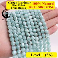 Zhe Ying New Green Larimar Gemstone Beads Round Loose Healing Power Stone Beads For DIY Jewelry Making