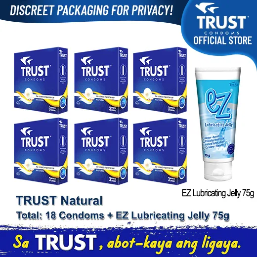 Trust Condom Natural by 3's Pack of 6 & EZ Lubricating Jelly 75g