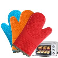 1PC Thick Insulation Silicone Oven Glove Non-slip Silicone Glove Microwave Oven Mitt Cotton Baking Glove Pot Holder Kitchen Tool Potholders  Mitts   C