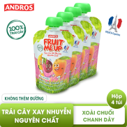 FRUIT ME UP Xoài chuối chanh dây - Trái cây xay nhuyễn nguyên chất - 90gx4