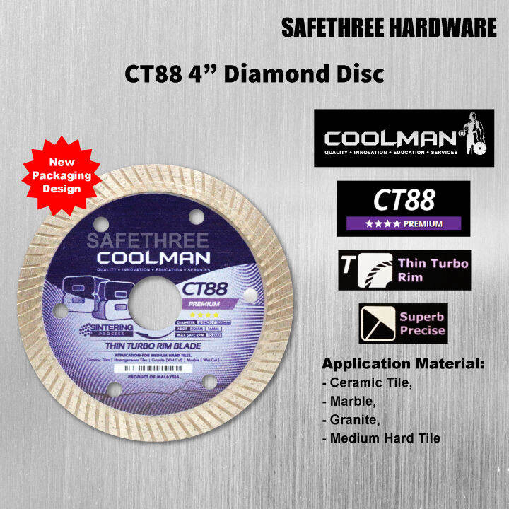 COOLMAN CT88 4'' (105MM) Thin Turbo Rim Blade (88 Series Blade) Cutting ...
