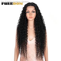 FREEDOM Synthetic Lace Front Wigs Long Curly Wig 30 inch Omber Red Blonde Lace Wigs For Black Women Heat Resistant Cosplay Wigs [ Hot sell ] Decoration Center