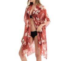 FN946N Dress Tunic Women Summer Clothes Plus Size Long Sleeve Bikini Wrap Dress Beach Wear Swim Suit Cover Up Sunscreen Clothi