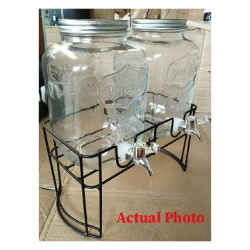 4L Glass Jar Party Juice Dispenser Glass Drink Beverage Dispenser