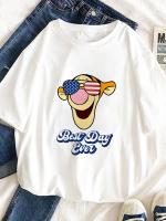 T เสื้อผู้หญิง Disney Tigger American Flag แว่นตากันแดดฤดูร้อนเสื้อยืดการ์ตูนยอดนิยมอินเทรนด์ Cool Tshirt ความคิดสร้างสรรค์ตลก Top S-5XL