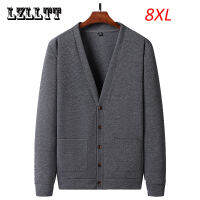 ฤดูใบไม้ผลิฤดูใบไม้ร่วงผู้ชายลำลองถัก Cardigans แจ็คเก็ตเสื้อบุรุษปุ่มคอ V อย่างเป็นทางการแฟชั่น Cardigans เสื้อกันหนาวท็อปส์พลัสขนาด8XL