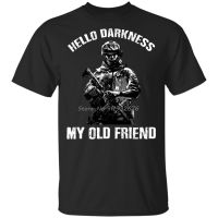 Hello Darkness My Old Friend Veteran Army Halloween Graphic Mens Hot Summer Men Short Sleeves T Shirt Funny Tee Shirts