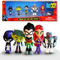 6PCS Teen Titans Go Figure Robin Raven Beast Boy Starfire Figurine Model Kids Toys