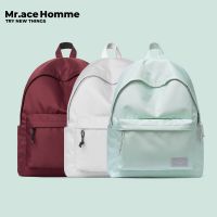 Mr. ace Homme Backpack กระเป๋าเป้สะพายหลัง กระเป๋านักเรียน กันน้ํา ความจุขนาดใหญ่ สีพื้น สไตล์เกาหลี เรียบง่าย สําหรับผู้ชาย และผู้หญิง Schoolbag