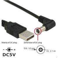 90 Angle PC Laptop USB Male To 5V DC 5.5Mm X 2.1Mm Barrel Connector Power New