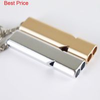 100Pcs Flat Metal Double Frequency Survival Whistle Double Tube High Frequency Metal Outdoor Survival Whistle Survival kits