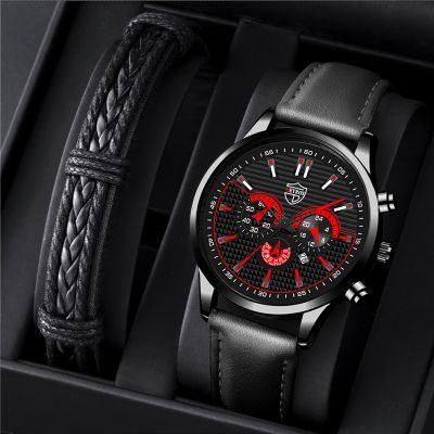 （A creative）Reloj Hombre Top Mens Business LeatherWristwatchFashion MenCalendar DateStrap Clock Relogio