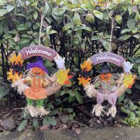 [COD] straw decoration pastoral pendant atmosphere layout ghost festival pumpkin round scarecrow 30 cm