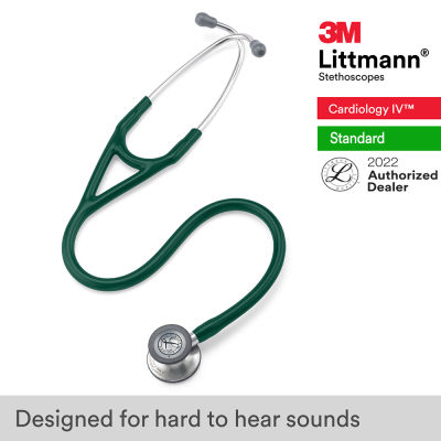 3M Littmann Cardiology IV Stethoscope, 27 inch, #6155 (Hunter Green Tube, Standard-Finish Chestpiece, Stainless Stem and Eartubes)
