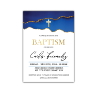 Personalized baptism invitation Deep BLUE and GOLD Baptism Invitation Boy Baptism Invitation Printable Christening cards