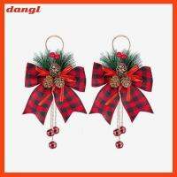 DANGL 2pcs ลายสก๊อตสีแดงสีดำ โบว์ริบบิ้นคริสต์มาส โคนต้นสนชนิดหนึ่ง งานประดิษฐ์ต้นไม้ โบว์ประกายแวววาว ของใหม่ โบว์ของขวัญ โบว์ลายสก๊อต ตกแต่งกลางแจ้งในร่ม