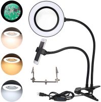 Foldable 72LED Illuminated Magnifier USB 3 Colors LED Magnifying Glass for Soldering Iron RepairTable LampSkincare Beauty Tool