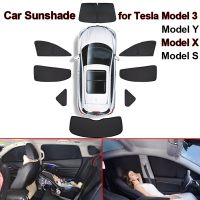 【สินค้าใหม่】ม่านบังแดดรถยนต์สำหรับ Tesla รุ่น3 Y X S 2023 2022กระจกบังลมป้องกันที่คลุมกันแดดหน้าต่างด้านหน้าเพื่อเป็นส่วนตัวบังแดดสำหรับเด็ก