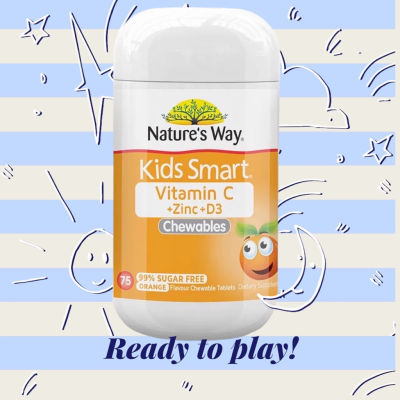 Natures Way Kids Smart Vitamin C + Zinc + D3 Chewables 75 Tablets For Children วิตามินซีเด็ก