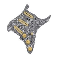 WK-Loaded Pickguard Pickups Guitar Alnico 5 Pickups SSS Single Coils Pickups /Yellow Pickup Covers Set