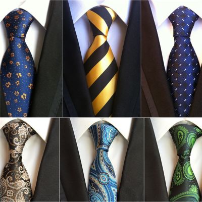 Classic Repp Striped Ties for Men Silk Necktie 8cm Gold Blue Grey Paisley Floral Neck Tie Mens Neckties Wedding Accessories A053
