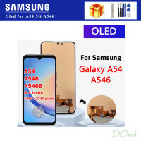 จอ OLED พร้อมลายนิ้วมือสำหรับ Samsung Galaxy A54 5G A546B A546E A546U A5460เปลี่ยนสัมผัสทำให้เป็นดิจิทัลประกอบหน้าจอ LCD